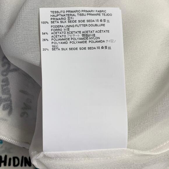 MAISON MARGIELA Size 2 White Multi Color Silk Graffiti Midi Box Dress - Picture 8 of 8